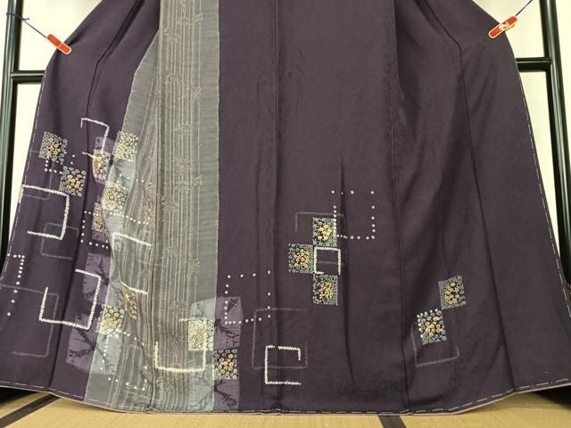 平和屋着物○訪問着 駒刺繍 絞り 色紙草花文 暈し染め 金彩 正絹