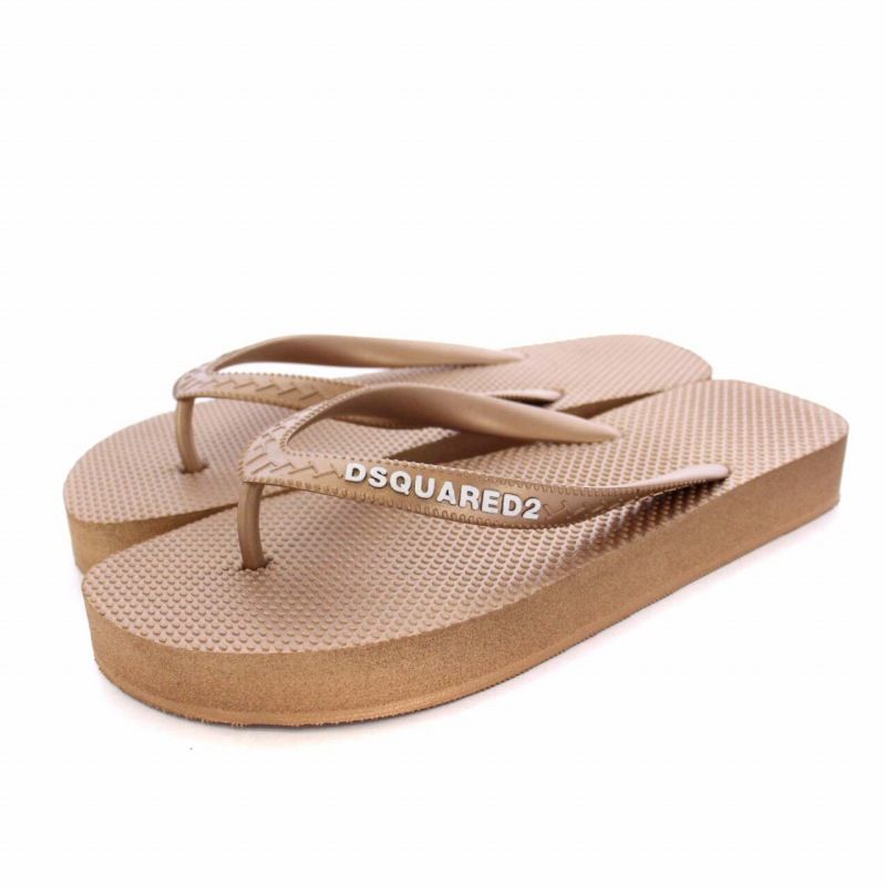 ディースクエアード DSQUARED2 BE ICON FLIP FLOPS ビーチサンダル トング フラット ラバー 37 23.5cm 茶  メタリックブラウン S83FF0018 /KH ■GY29