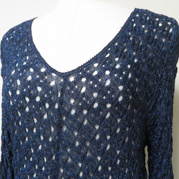 anc ミッソーニ MISSONI ワンピース ニット 44 青 水色 シルク ラメ