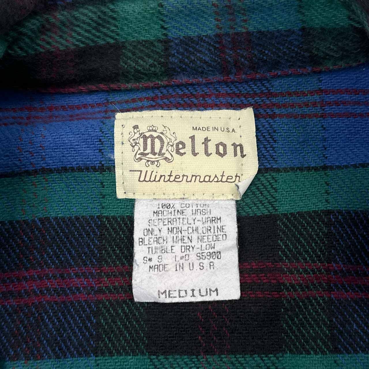 USA製 70s 80s ヴィンテージ melton メルトン 長袖 チェック