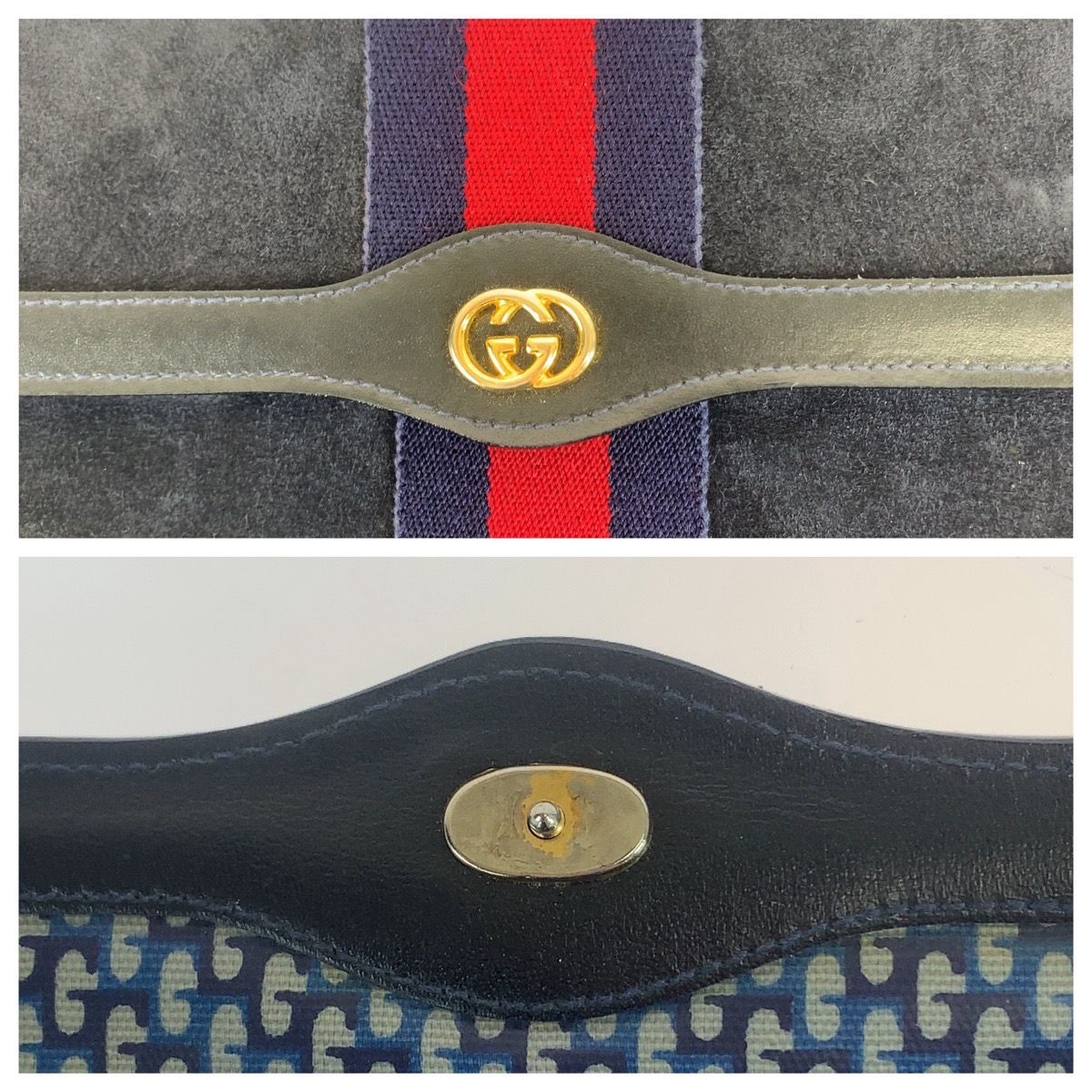 GUCCI シェリーライン スエード インターロッキング クラッチバッグ