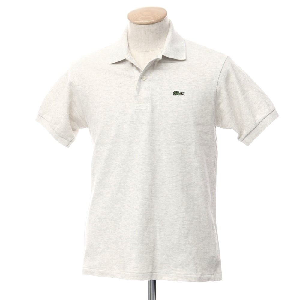 【中古】ラコステ LACOSTE 鹿の子コットン 半袖ポロシャツ オートミールxオフホワイト【サイズS】【メンズ】