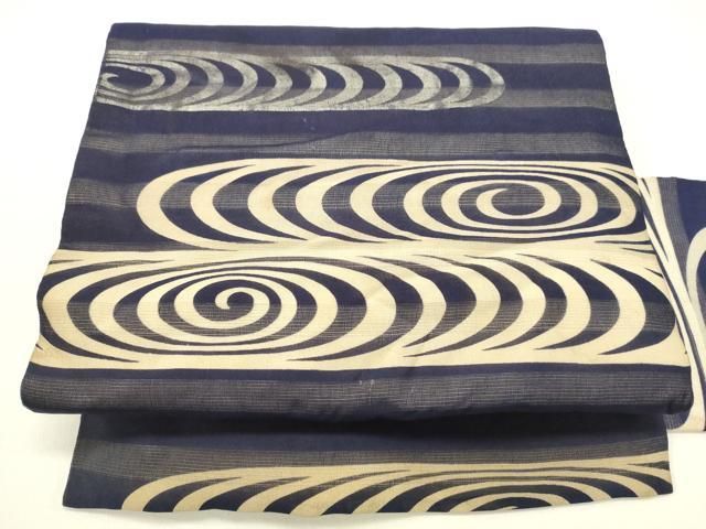 平和屋着物＊夏物 アンティーク 大正ロマン 九寸名古屋帯 流水文 正絹 DAAX5888cm