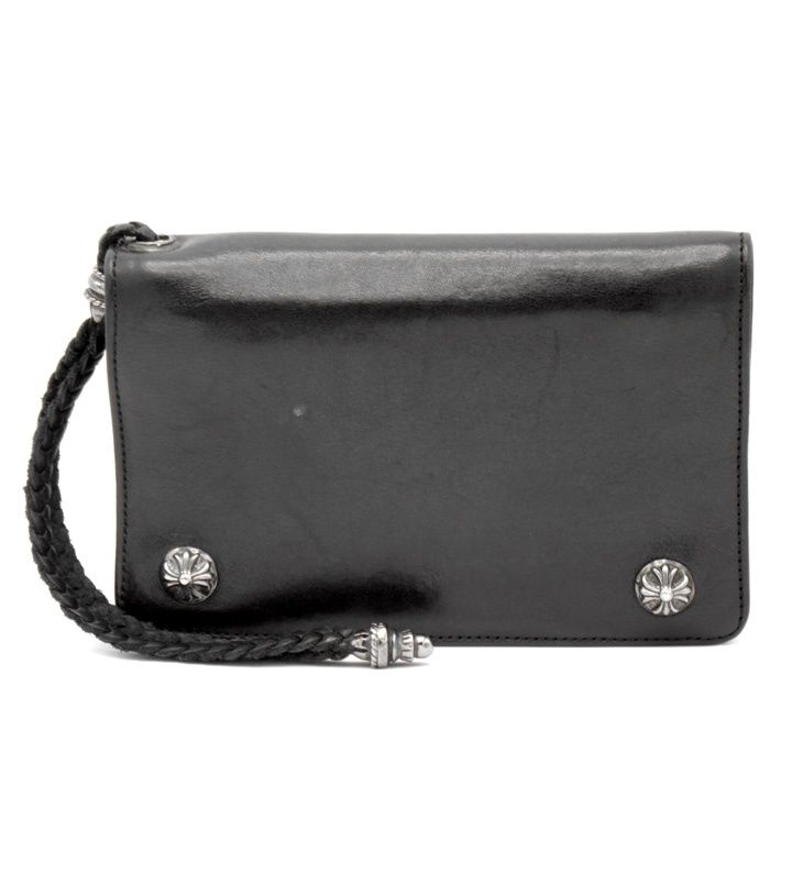 クロムハーツ CHROME HEARTS 2ZIP STRAP 2ジップ ストラップ クロス ボタン レザー ウォレット 財布 40309
