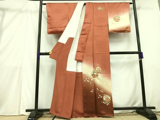 平和屋着物□訪問着 刺繍 雪輪草花文 暈し染め 金彩 正絹 逸品