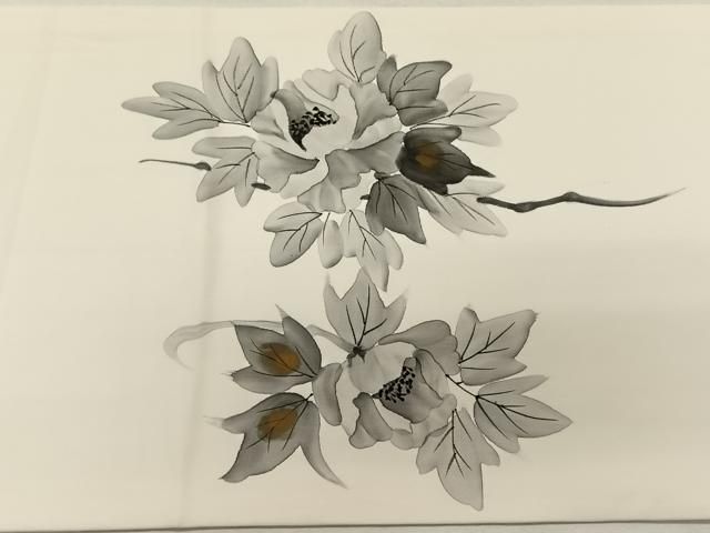 平和屋着物◎塩瀬 九寸名古屋帯 作家物 扇面花文 金彩 正絹