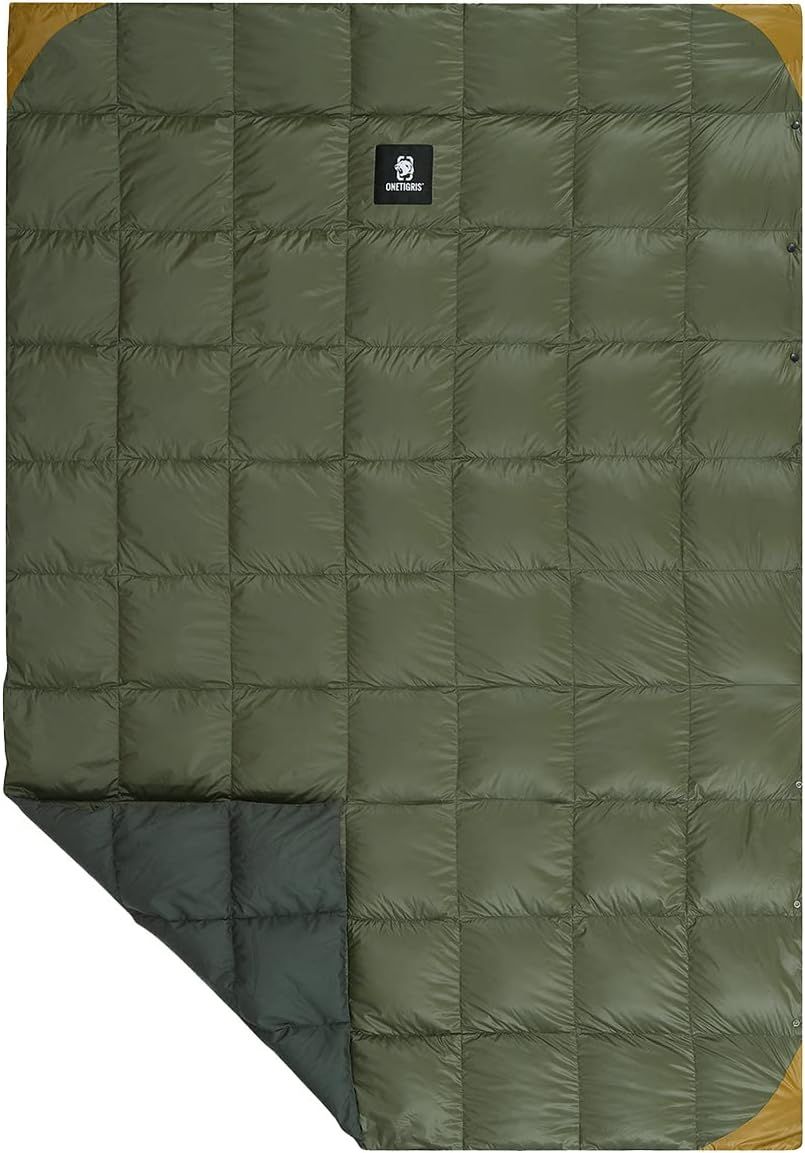 OneTigris ダウンブランケット 200 X 140cm シングルシュラフ キャンプ掛け布団 春夏秋用 軽量 8～25℃に対応 撥水加工 アウトドア 車中泊 収納袋付き