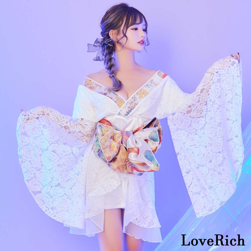 花柄ミニ花魁着物ドレス
