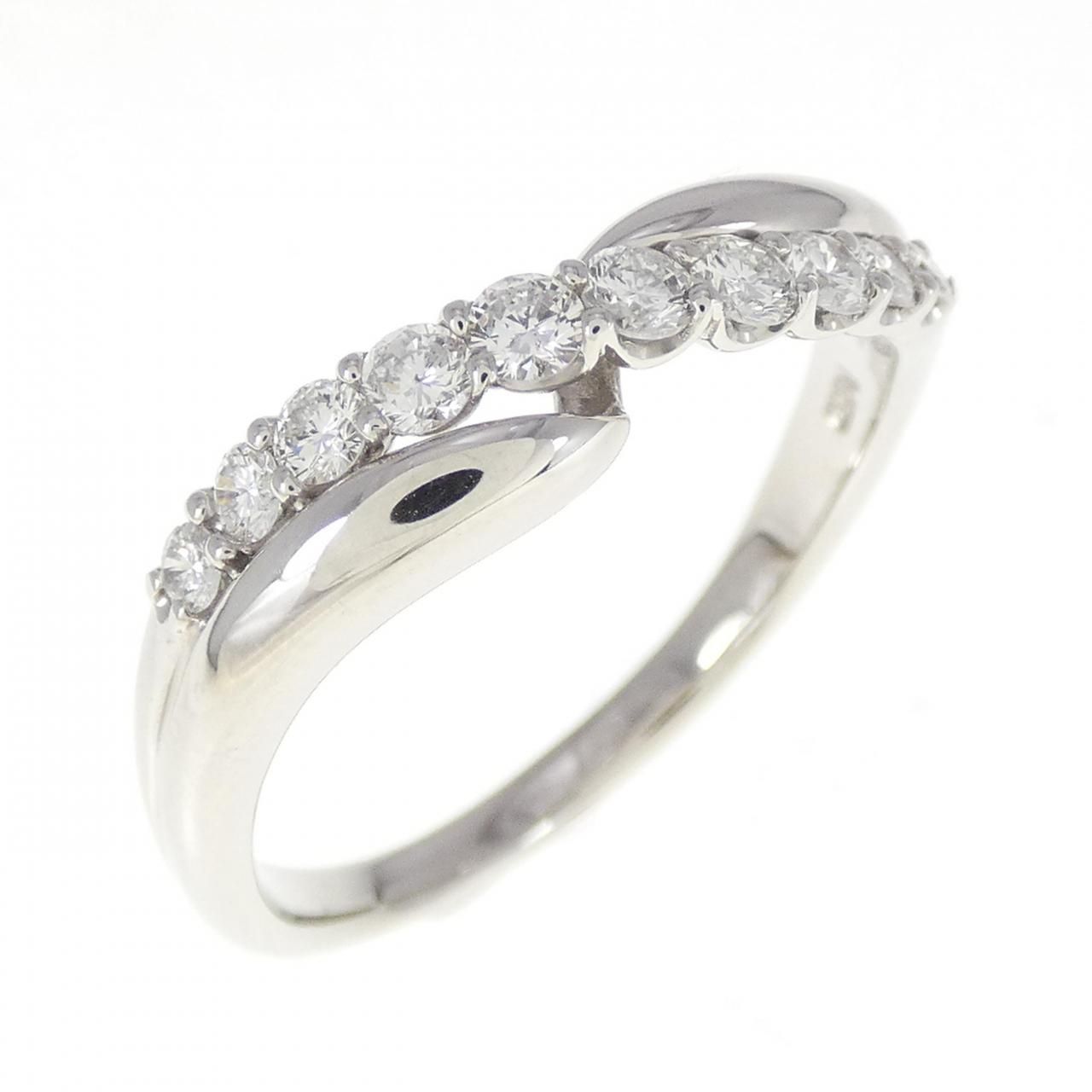 Pt900 プラチナ ダイヤリング スクエアカット 0.41ct+0.23ct 15号 4.57 
