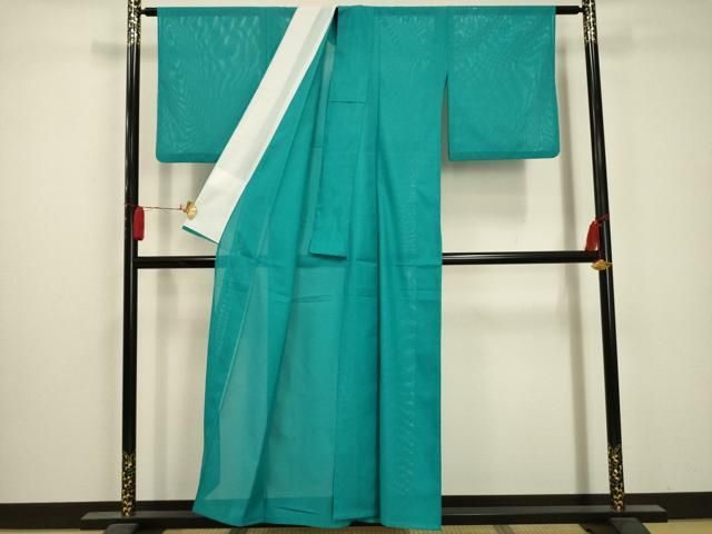 平和屋着物 夏物 色無地 絽 浅葱色 洗える着物 AABA5615sx