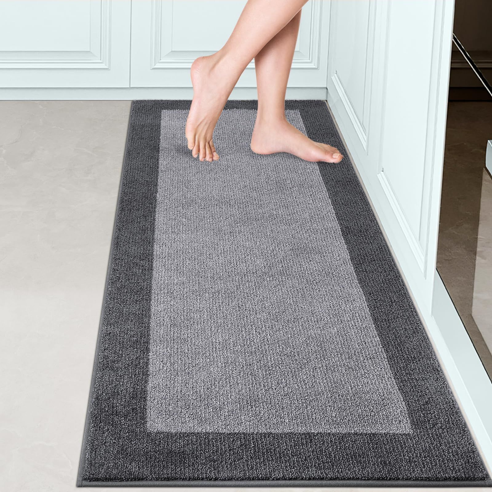 60 x 約60×150cm 24 洗濯機で洗えるキッチンラグ 床用滑り止めクッション付きキッチンマット 廊下 ランドリー バスルーム ドア用吸収性ランナーラグ DOMUSTEX