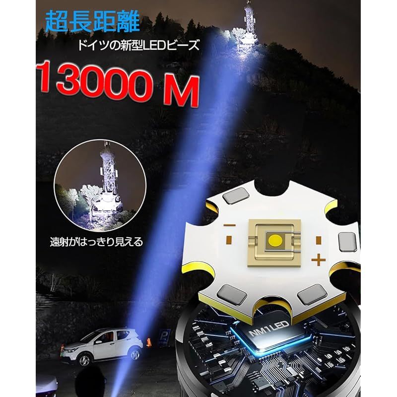 2024最新 ダブルキー】懐中電灯 led 強力 軍用 最強 超高輝度
