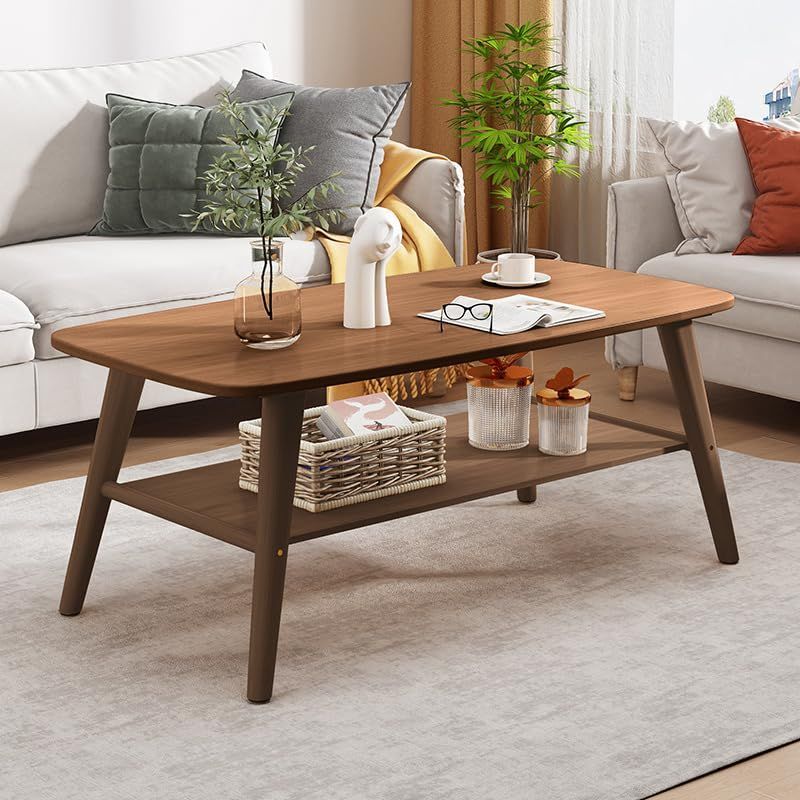 長さ100 竹製センターテーブル CM 楕円形コーヒー 棚付き 北欧スタイルコーヒーテーブル リビングルーム ベッドルーム ローテーブル オフィス コーヒー SmartMaster アフタヌーンティーに にじゅう