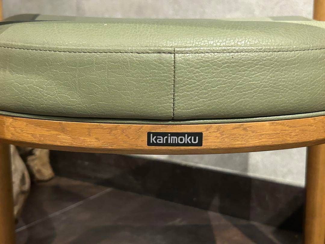 カリモク家具 karimoku アームチェア グリーンレザー ヴィンテージ SZ