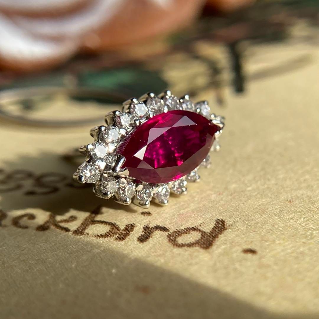 k14 真紅の輝き ビルマ産ルビー0.850ct × ダイヤモンド ピンブローチ｜中央宝石研究所鑑別書付き FORTGASGNV_COM_BR