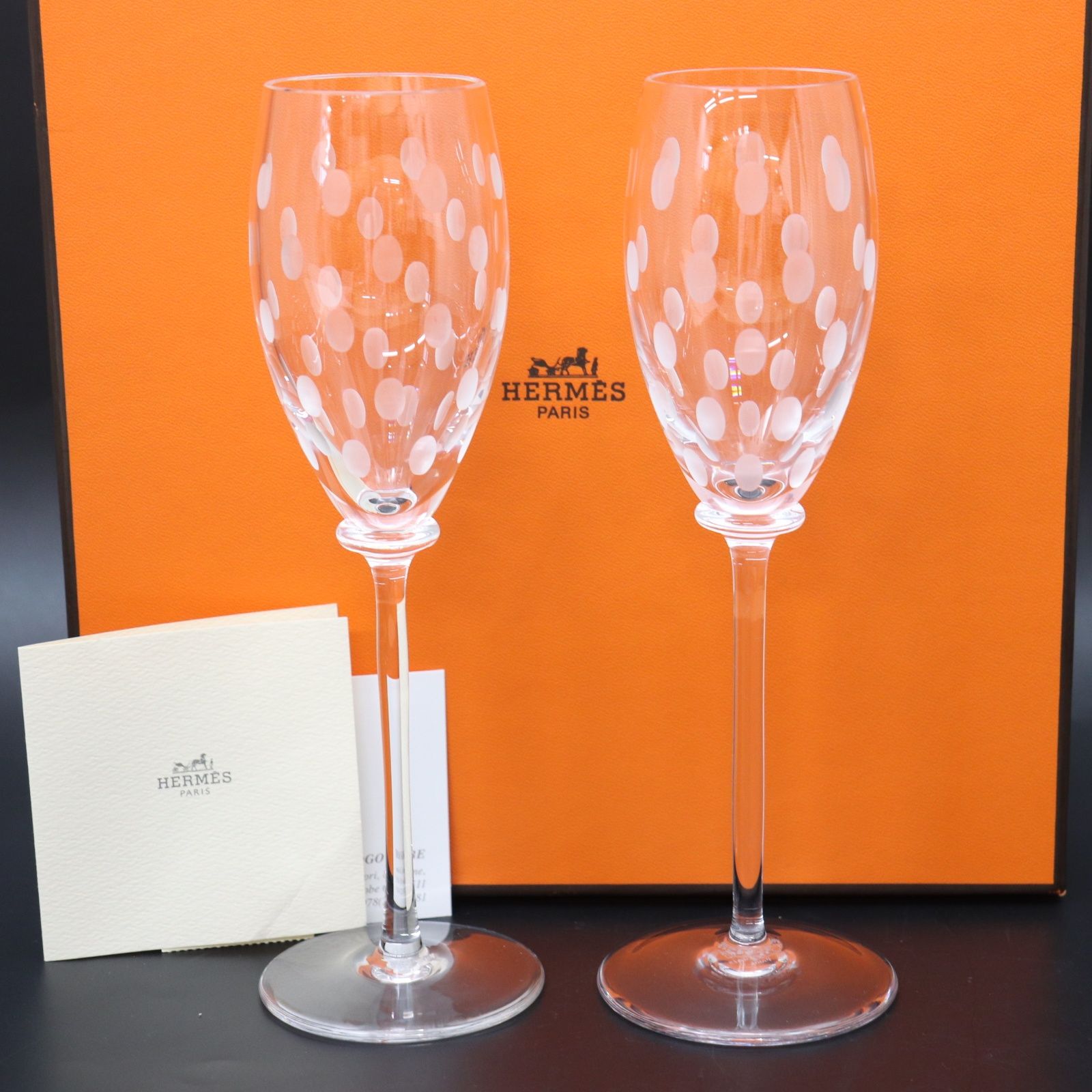 ◇美品◇エルメス ファンファーレ シャンパングラス 2客 ペア 箱つき  