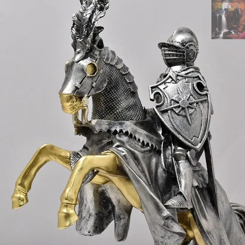 中世のホースナイト像 馬 騎士 像 戦士 中世時代 歴史 置物 オブジェ