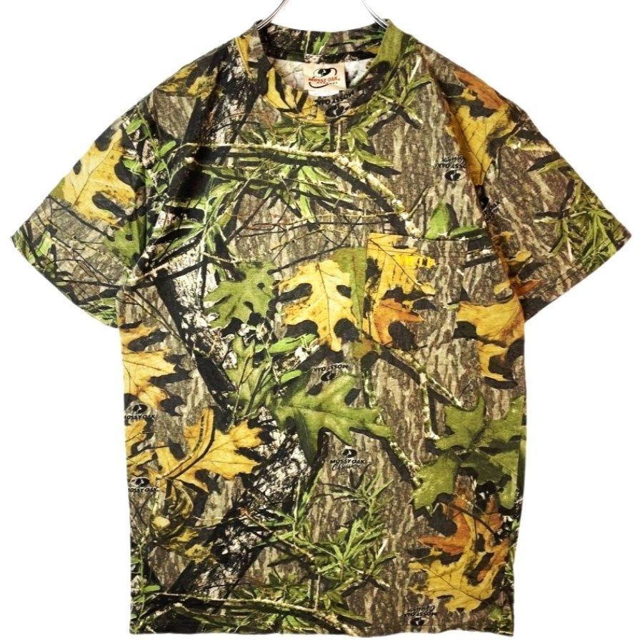Mossy Oak半袖TシャツリアルツリーカモTシャツ胸ポケットrealtree迷彩カモフラージュNWTF緑グリーン茶色ブラウン黒ブラックカーキ森林自然アウトドアハンティングvintageヴィンテージ41219