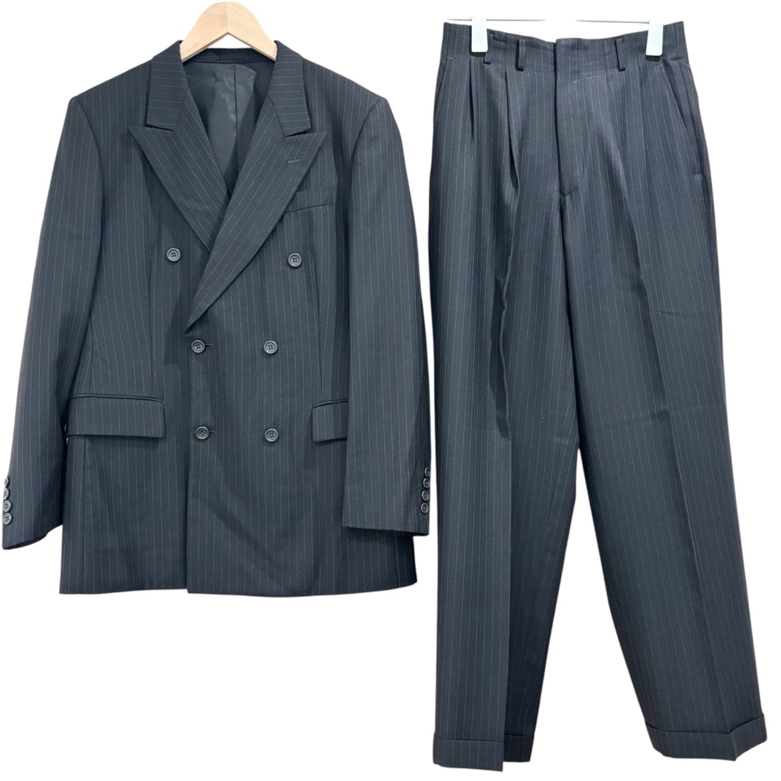 Z1529 GARNIER ガルニエ ウール スーツ上下 ダブル ストライプ