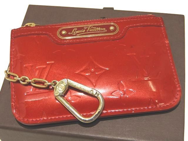 LOUIS VUITTON ヴィトン ポシェットクレNM コインケース キーリング付き M91737 ヴェルニ レッド系 財布 CA2160 レディース 7I