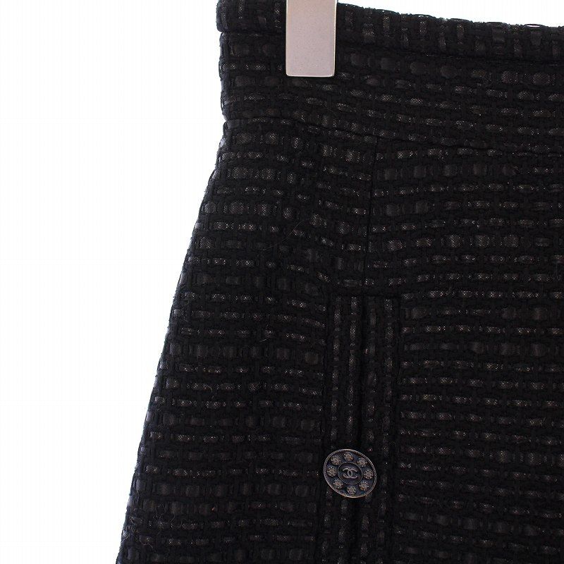 CHANEL シャネル　ツイード　ひざ丈フレアスカート シャネル CHANEL フレアスカート ひざ丈 ツイード シルク ココマーク