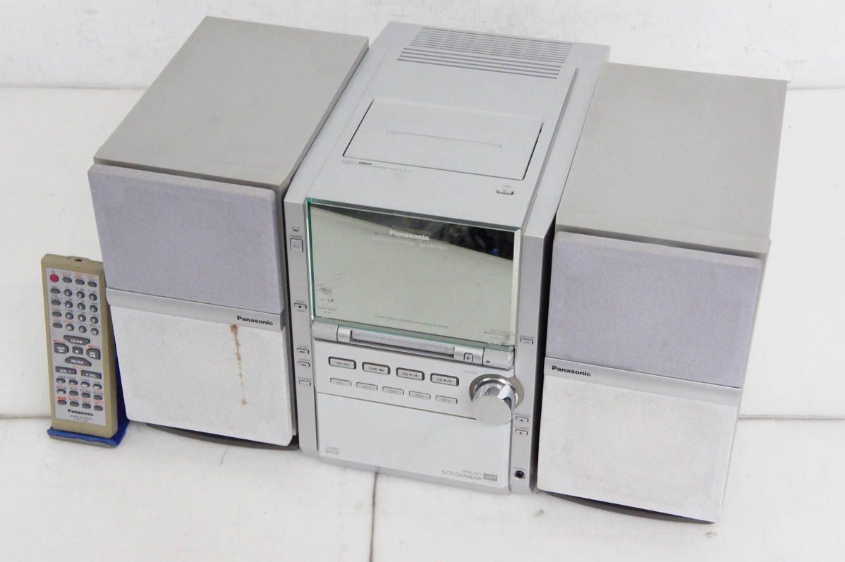 C Panasonicパナソニック MDステレオシステム 5CD MD カセットテープ ラジオ MDLP対応 SC-PM77MD