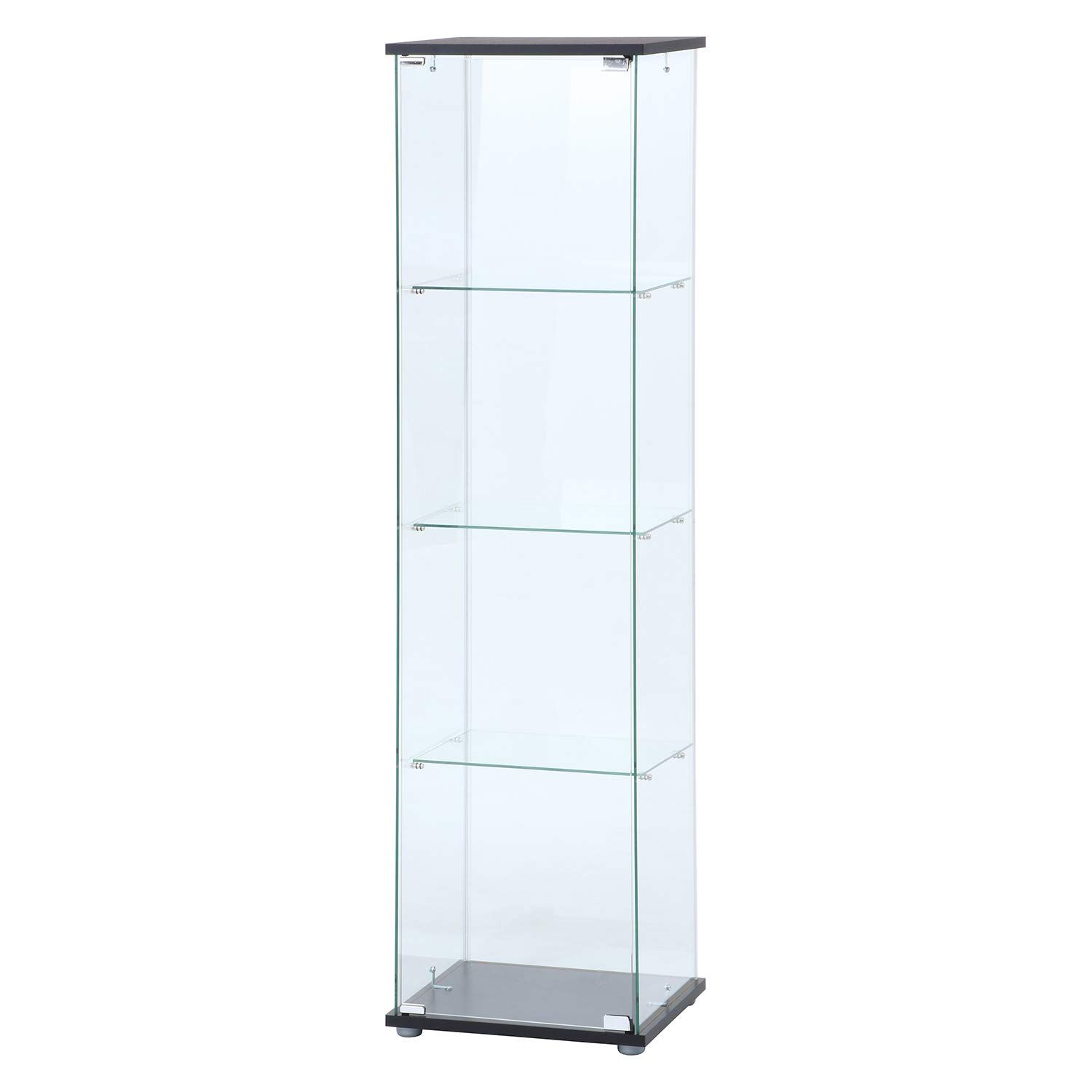 【迅速発送】不二貿易 コレクションケース フィギュアケース 4段 幅42.5×奥行36.5×高さ162cm ブラック 強化ガラス 全面ガラス 組立商品 クリア 98880