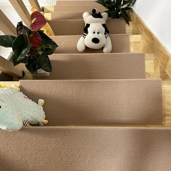 階段用ステップマット 滑り止め 階段カーペット 折り曲げ付きずれない 階段マット 吸着階段マッ | 吸着階段マット 階段用ステップマット 滑り止め付き ずれない