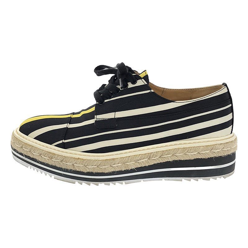 PRADA / プラダ | シルク ストライプ エスパドリーユ プラットフォーム 