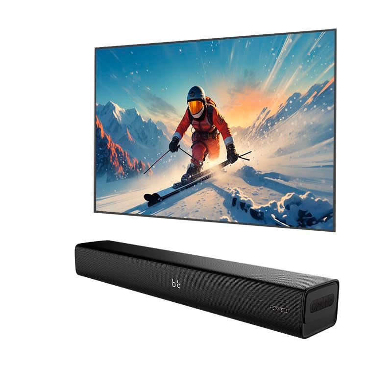 2.1ch 120W コンパクト 60cm Bluetooth サウンドバー TV 内蔵サブウーファー ダイアログエンハンサー PC スピーカー Heymell サウンドバー HDMI ARC 光 Aux. HDMIケーブル付属