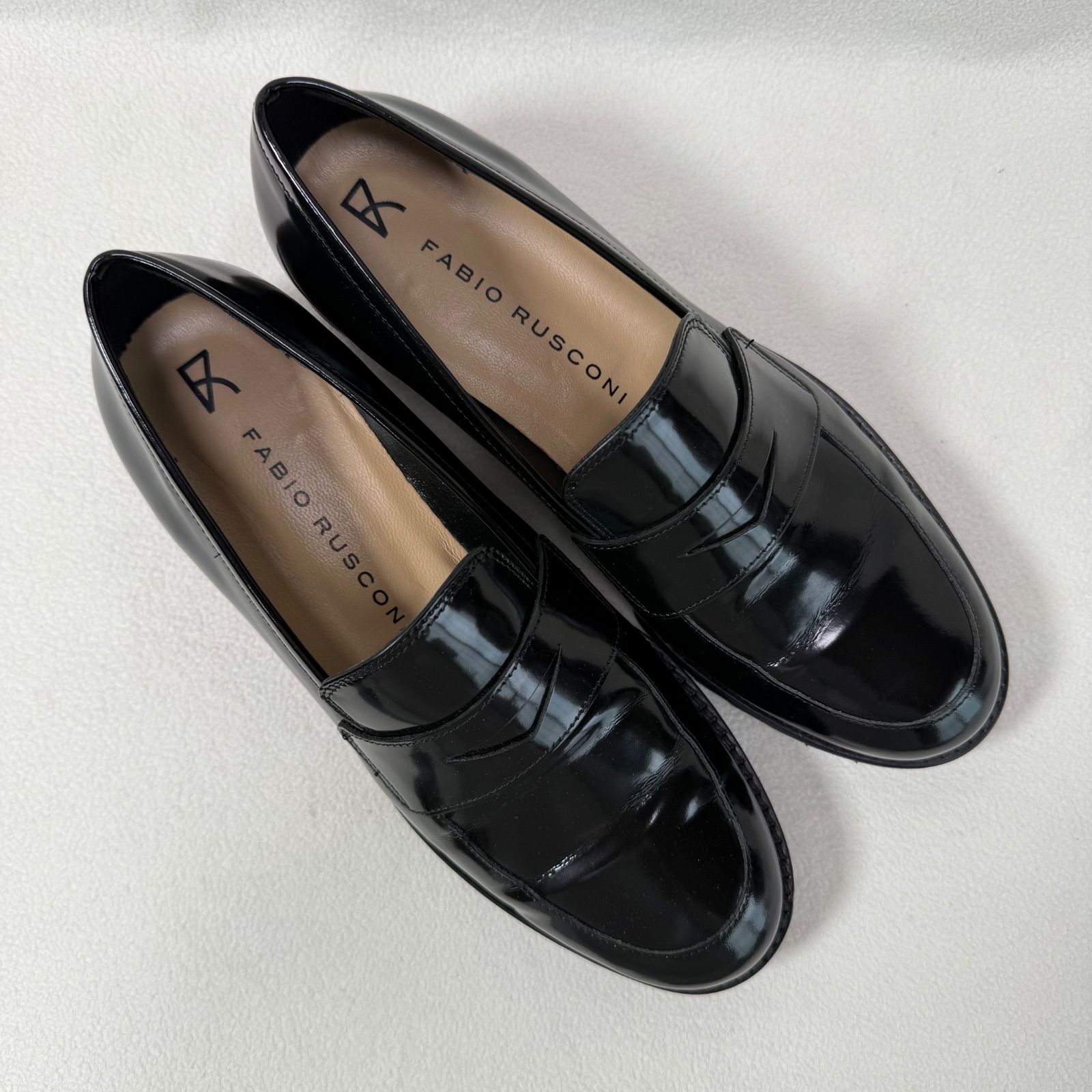 極美品・現行ロゴ✨ファビオルスコーニ 厚底 コインローファー レザー