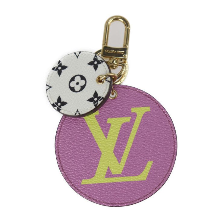 LOUIS VUITTON ルイ ヴィトン ポルトクレ イリュストレ キーホルダー M67848 モノグラムキャンバス パープル イエロー  ゴールド金具 ミラー バッグチャーム キーリング ビトン 【本物保証】