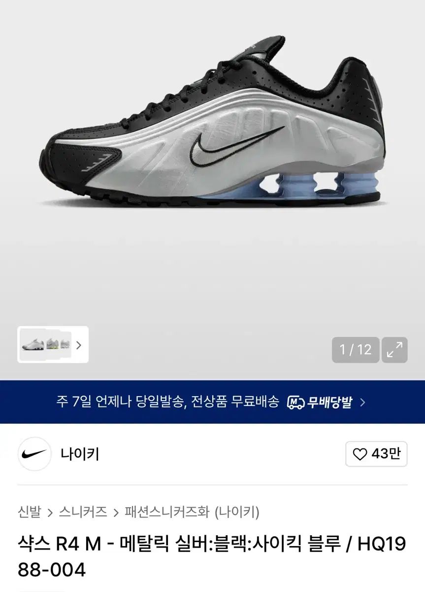 NIKE ナイキ ショックス R4 メタリック シルバー 黒 250