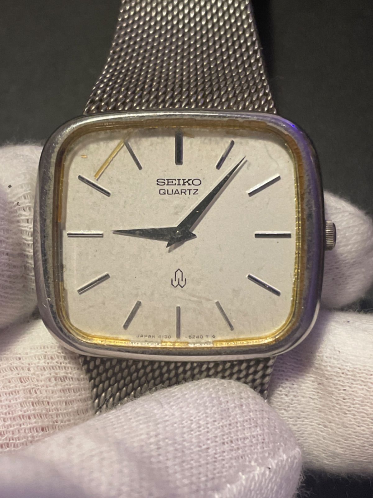 不動】SEIKO 4130-5241 SUWA QZ ホワイト文字盤 メンズ/レディース 