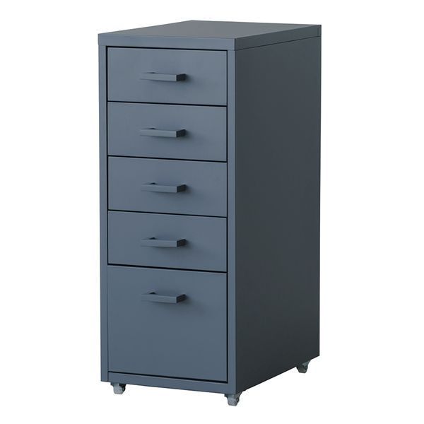 くらしのストレージワゴン5段 グレー 灰 オフィス デスクワゴン スチール キャビネット デスクサイド 引出し モダン 事務所 書類収納 サイドワゴン 収納 韓国インテリア 組立品 NK-481