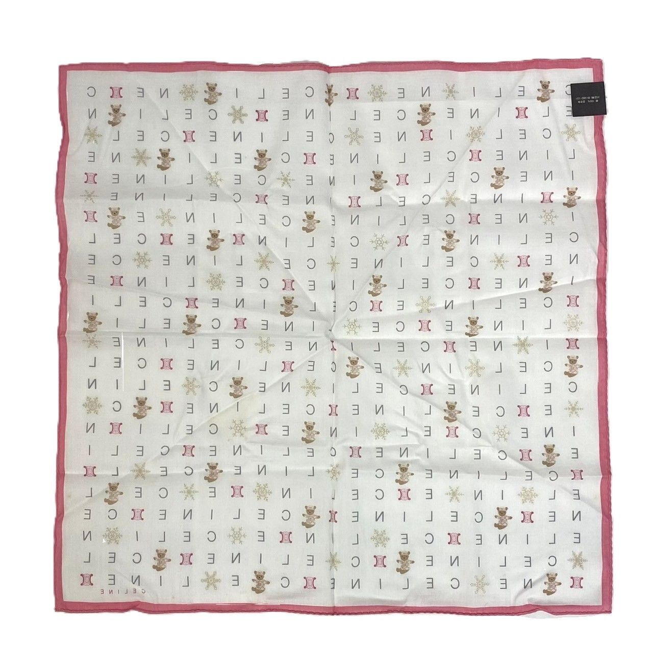 CELINE】セリーヌ ハンカチ 3枚セット 綿 100% ロゴ 四つ葉の