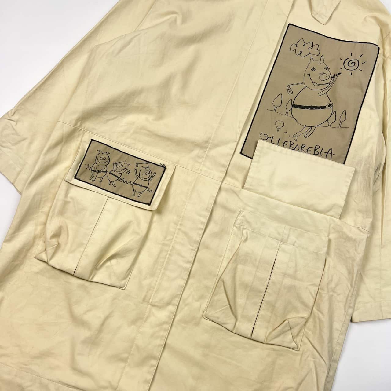 残り3日 OLLEBOREBLA GOLF CLUB アルベロベロ キャラデザイン ロング コート アイボリー メンズ