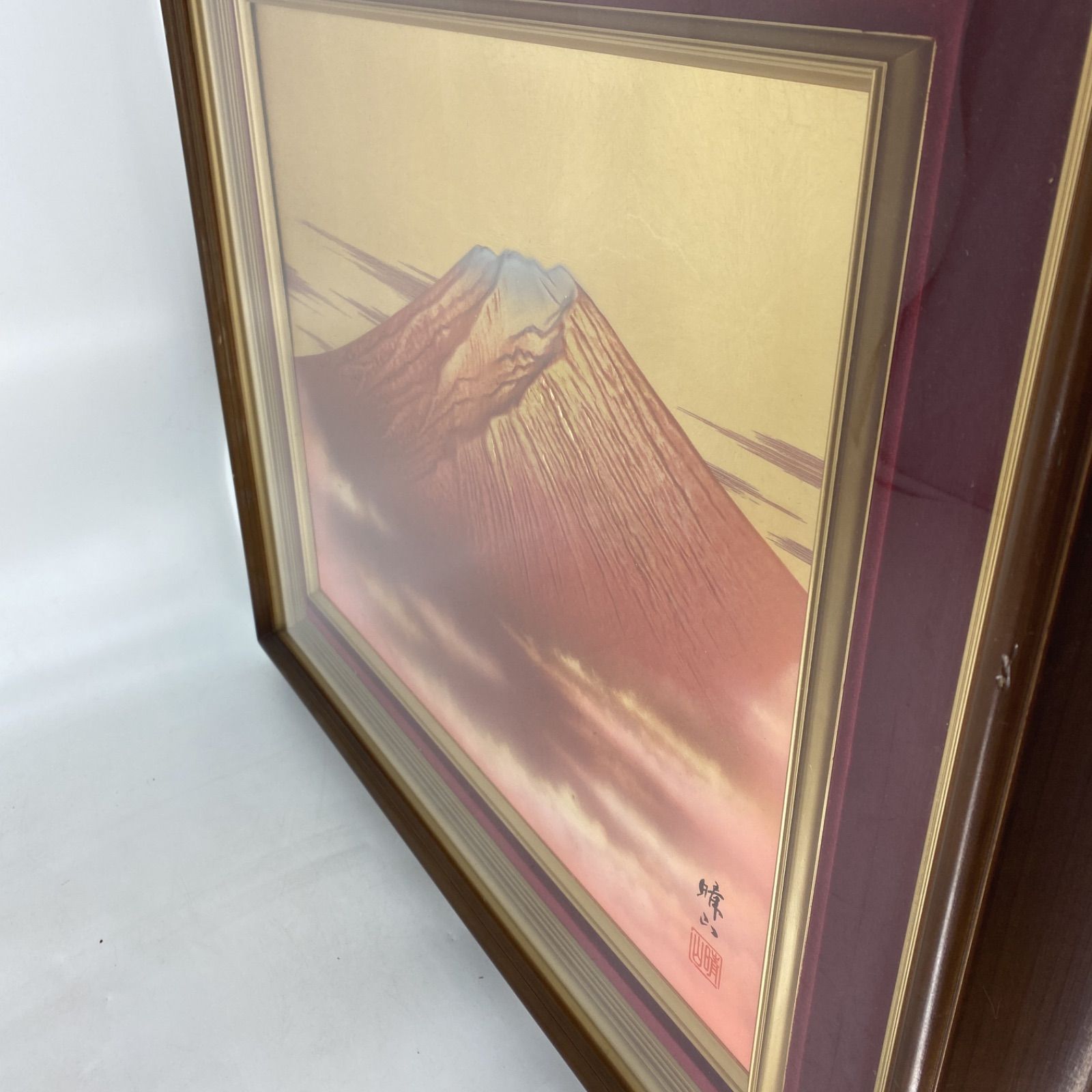 赤富士 立体 晴山 美術品 彫金画 壁掛け 縁起物 赤富士 立体 晴山 美術品 彫金画 壁掛け 縁起物 絵画