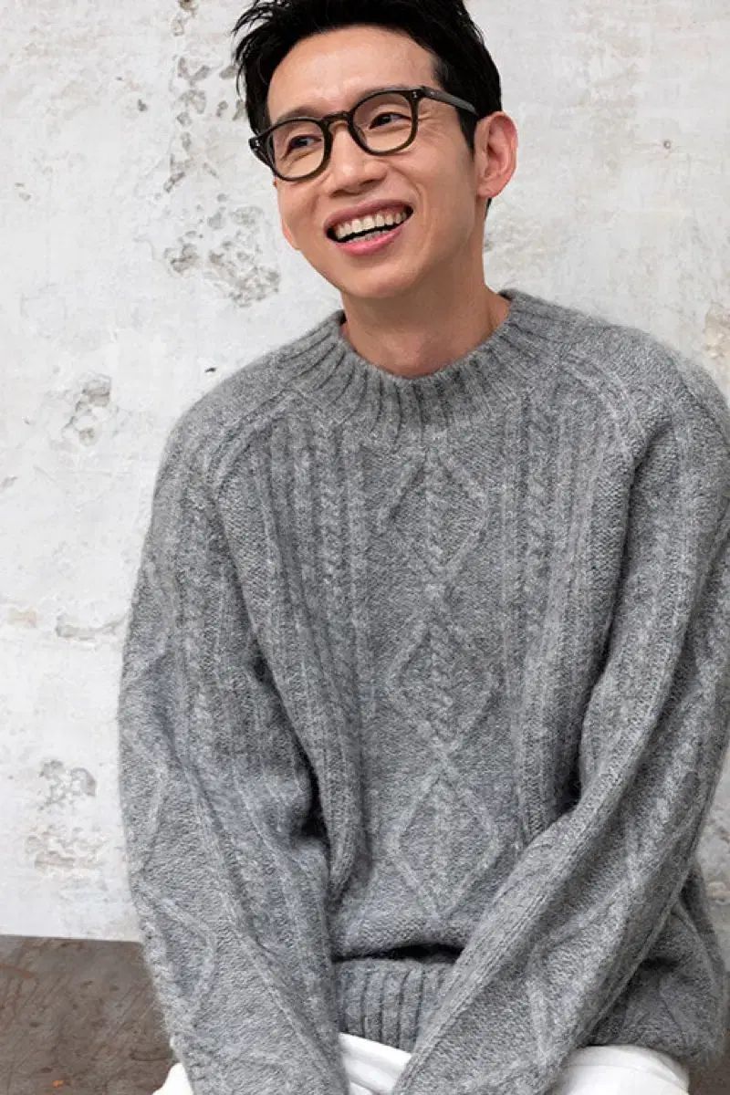 M ザ ニットカンパニー アルパカ アラン ケーブル ニット ネイビー