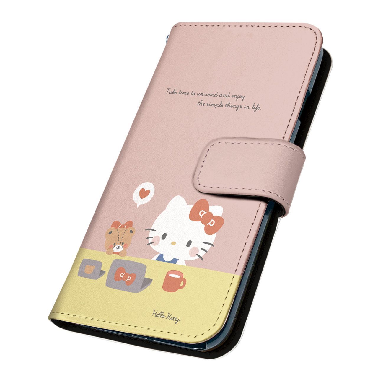サンリオ 正規品 ハローキティ AQUOS sense4 plus SH-M16 ケース 手帳型 スマホケース [デザイン:3.むきゅむきゅ（PKYE）/マグネットハンドあり] SANRIO キティ アクオスセンス4 プラス shm16