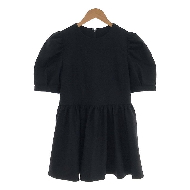 【新品】  BORDERS at BALCONY / ボーダーズアットバルコニー | PUFF-SLEEVE PEPLUM TOP / パフスリーブ ペプラム ギャザートップス | 36 | black | レディース PUFF―SLEEVE PEPLUM TOP | BORDERS at BALCONY