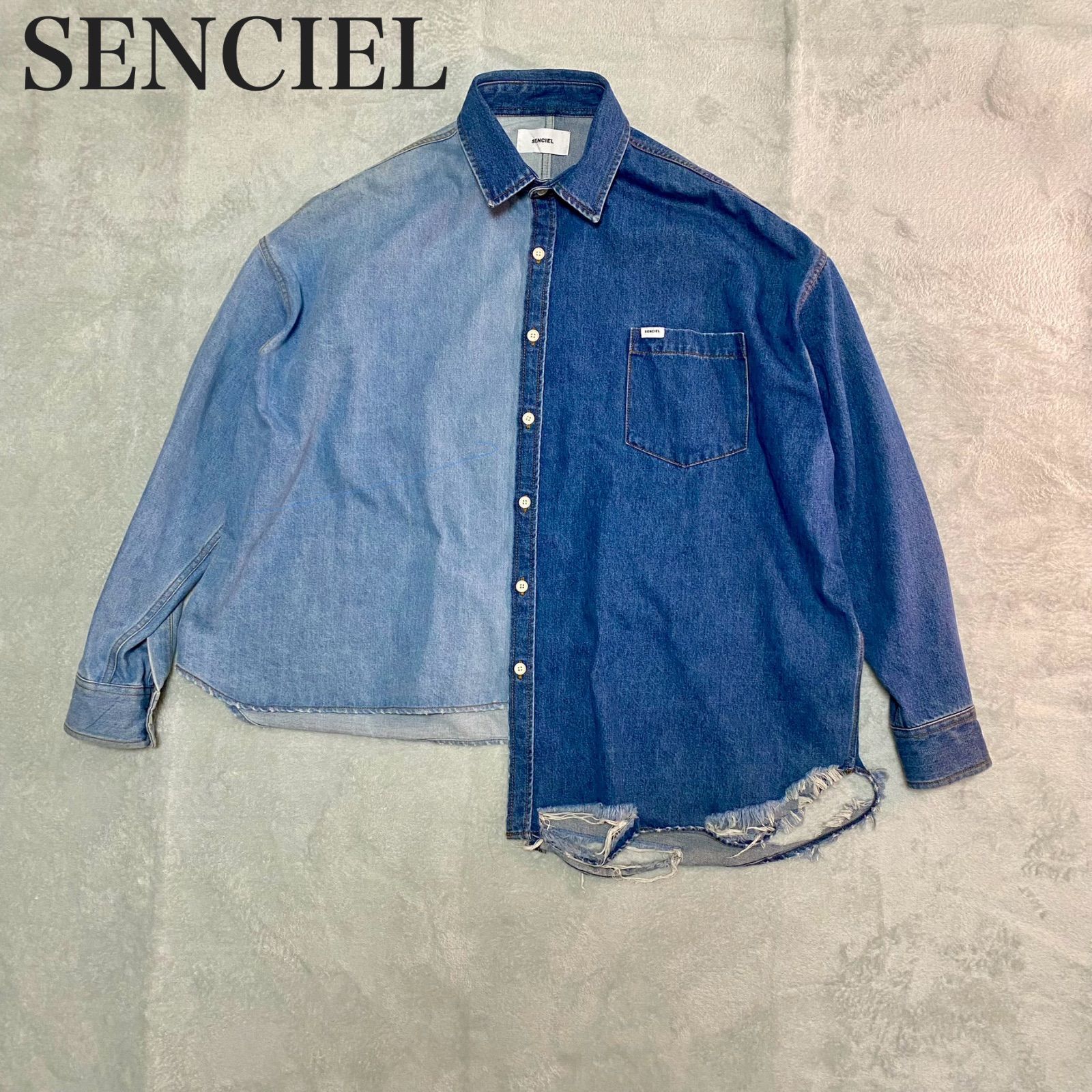 SENCIEL】 ビンテージデニム アシンメトリービックシャツ てんちむ着