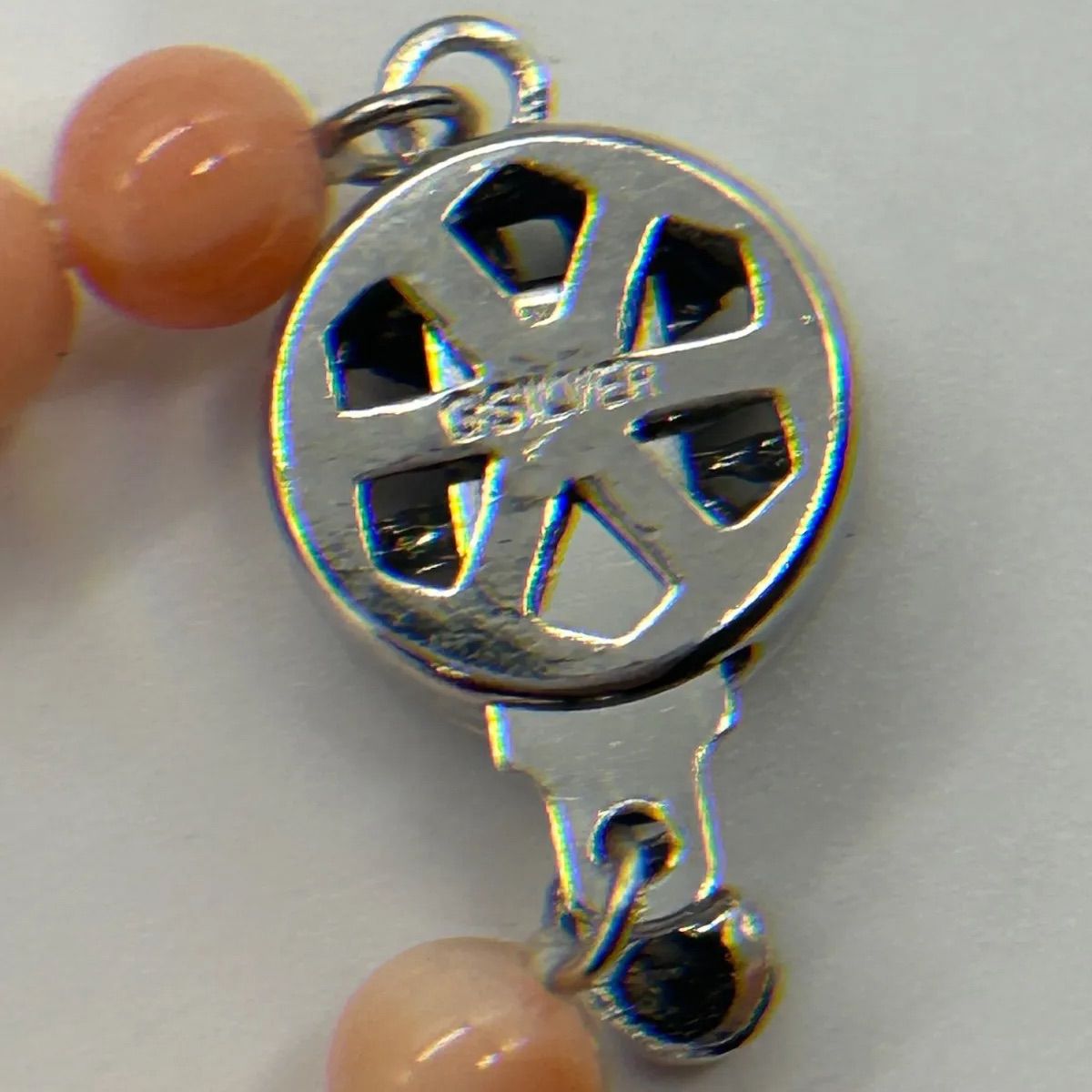 天然桃珊瑚 本珊瑚 silver刻印 留具 ラウンドネックレス 3.3-7.3mm 