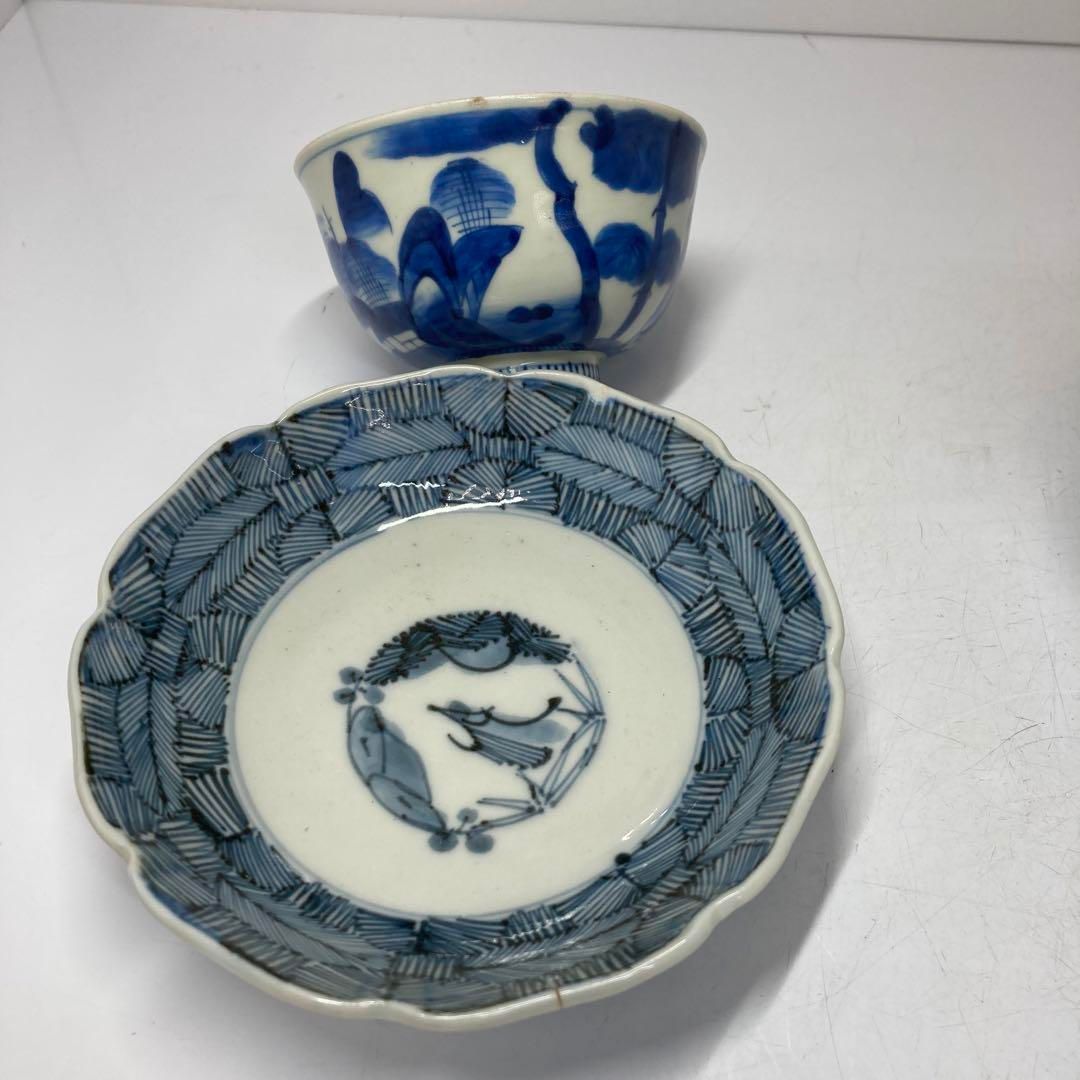 古伊万里 染付蓋茶碗、皿等7点 東Y5-0614① - メルカリ