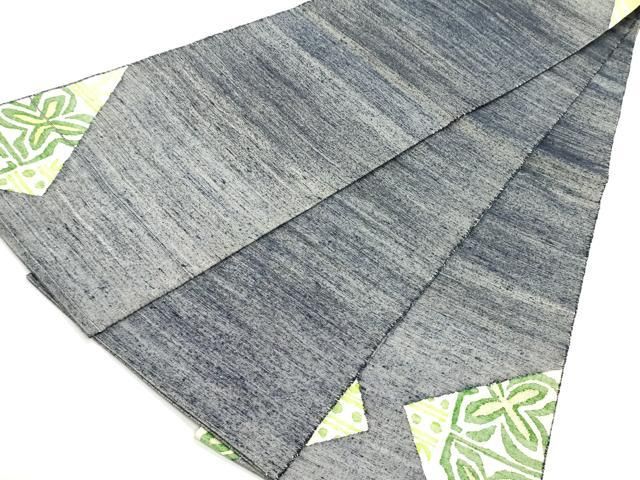 平和屋着物○太鼓柄袋帯 紬地 切嵌幾何学花文 正絹