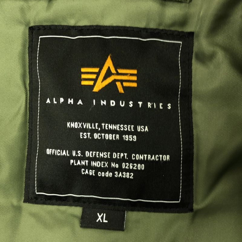 中古】ALPHA インダストリーズ フライトジャケット XL カーキ アルファ
