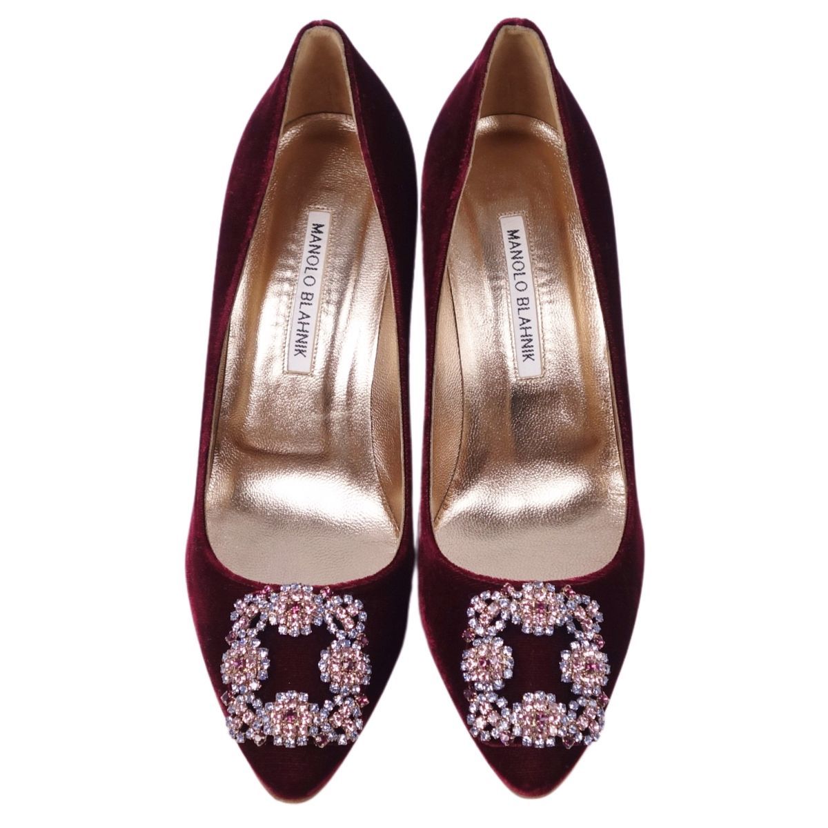マノロ・ブラニク Manolo Blahnik パンプス ハンギシ ビジュー ヒ