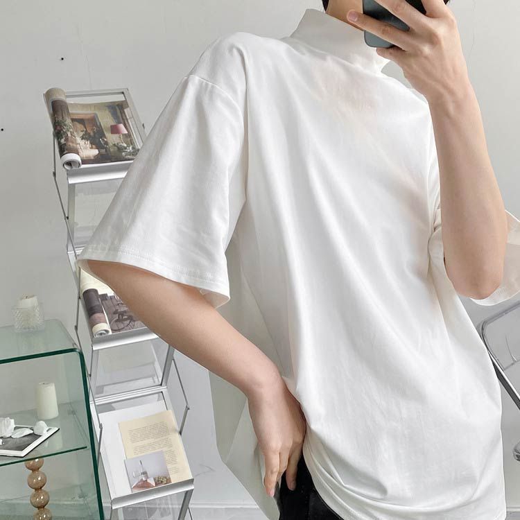 Tシャツ ハイネック 五分袖 半袖 カットソー メンズ