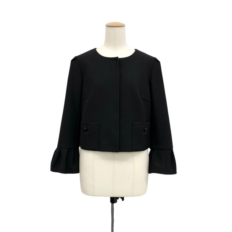 Grace✨ ★未使用★Rene ルネ ジャケット ブラック 32 2025年 Rene ルネ ノーカラー ジャケット 替えカフス付き