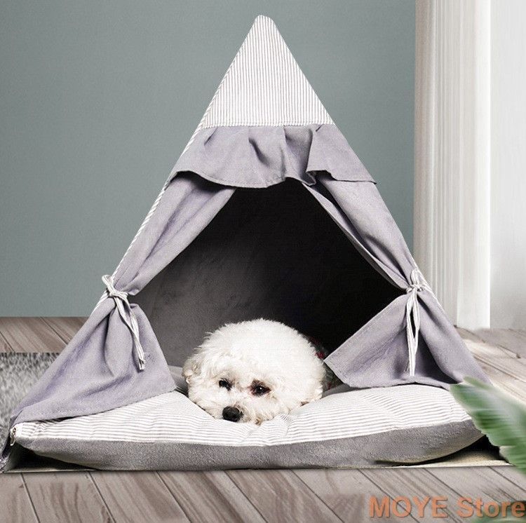 ペットハウス ペットベッド 隠家 犬猫兼用 屋内用 テント型 無地 クッション マット 素材 高品質 洗濯可 滑り止め底部 頑丈 ペット用品 犬 猫 小型犬 中型犬
